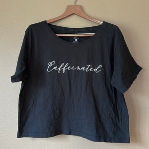 Women’s ‘Caffeinated’ cropped tee; size XXL
